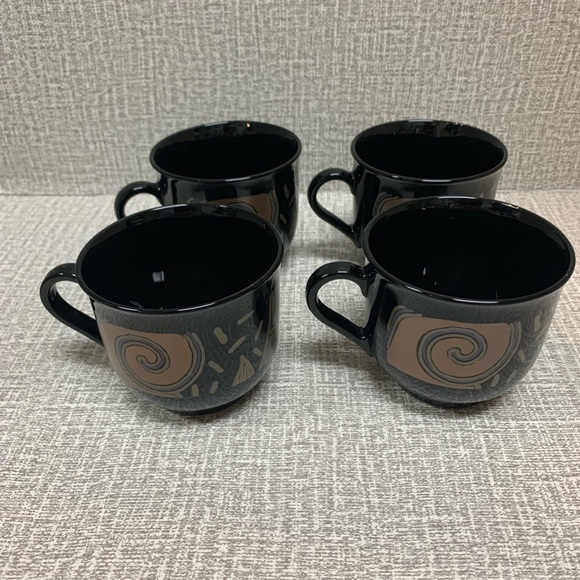 Vintage Arcoroc France 1980’s Set of 4 Teacups Tampico Pattern - Picture 4 of 11